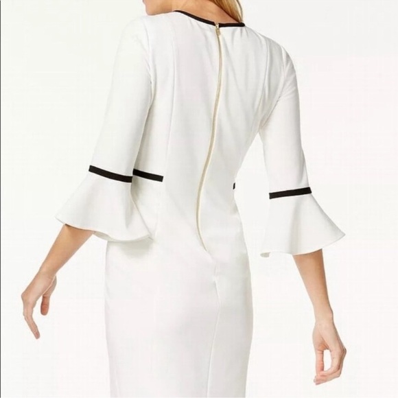 Calvin Klein Bell Sleeve Piping Sheath Dress Size 4 - Picture 11 of 15